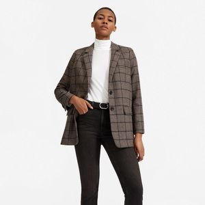 Everlane Wool Oversized Blazer, Chocolate Houndstooth/Windowpane size 2